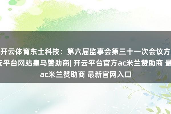开云体育东土科技：第六届监事会第三十一次会议方案公告-开云平台网站皇马赞助商| 开云平台官方ac米兰赞助商 最新官网入口