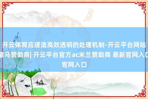 开云体育应建造高效透明的处理机制-开云平台网站皇马赞助商| 开云平台官方ac米兰赞助商 最新官网入口
